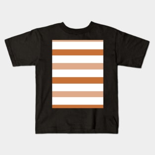 Dark light brown white stripes lines pattern Kids T-Shirt